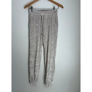 Lululemon Crushed Velvet Jogger Pants Women Size 4 Beige Lounge Athleisure
